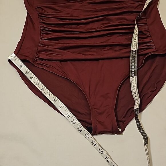 Sonnet Shores 1 pc. Burgundy Swimsuit 22W - Picture 5 of 10
